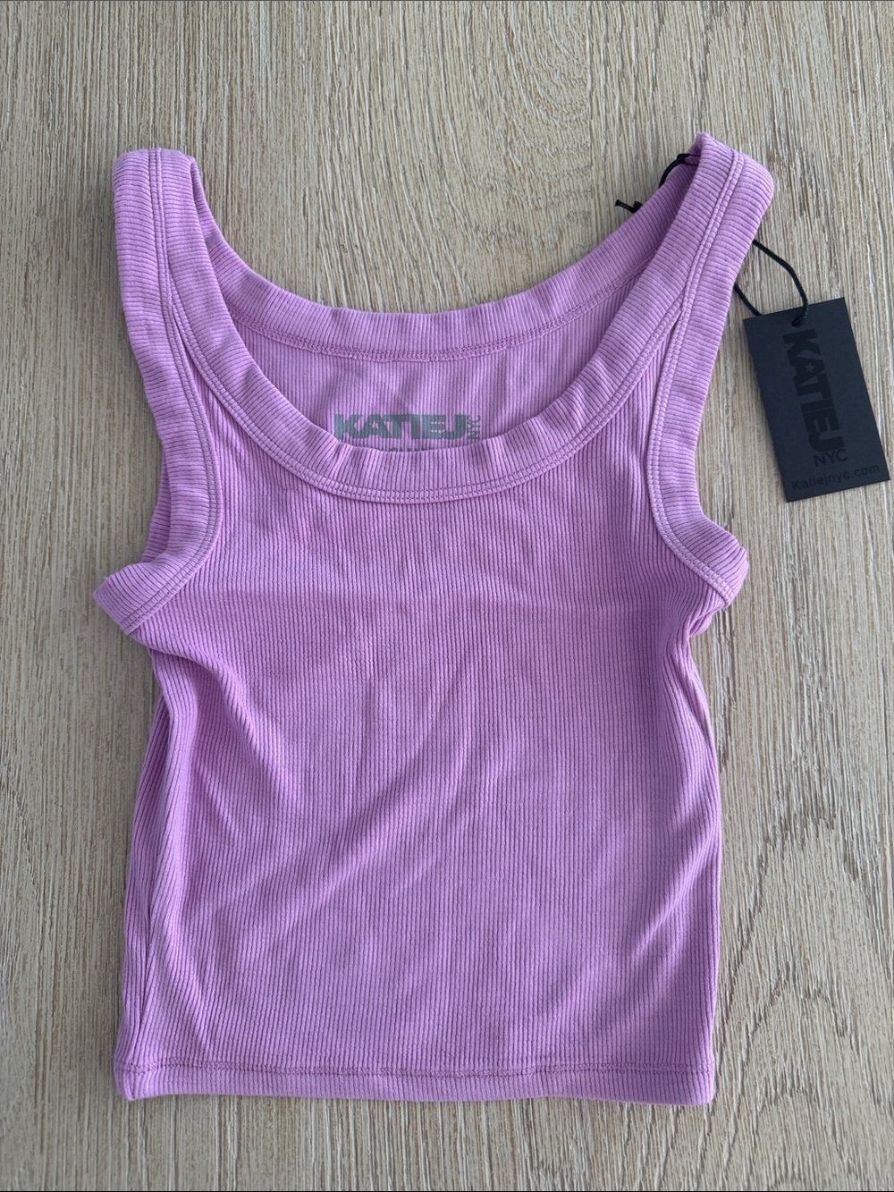 Katie J NYC Lilac Ribbed Scoop Tank